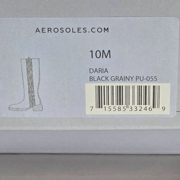 NWT Aerosoles Women's Daria Black Grainy Faux Leather Boots - Picture 6 of 6